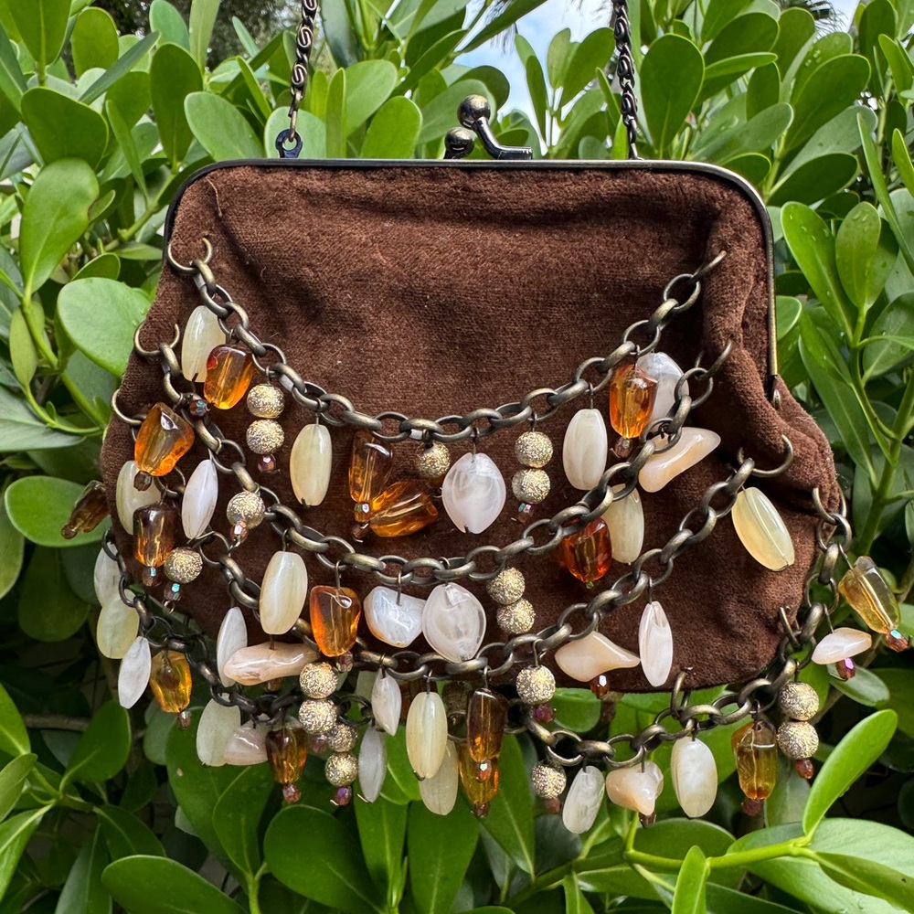 Vintage Zara brown beaded bag